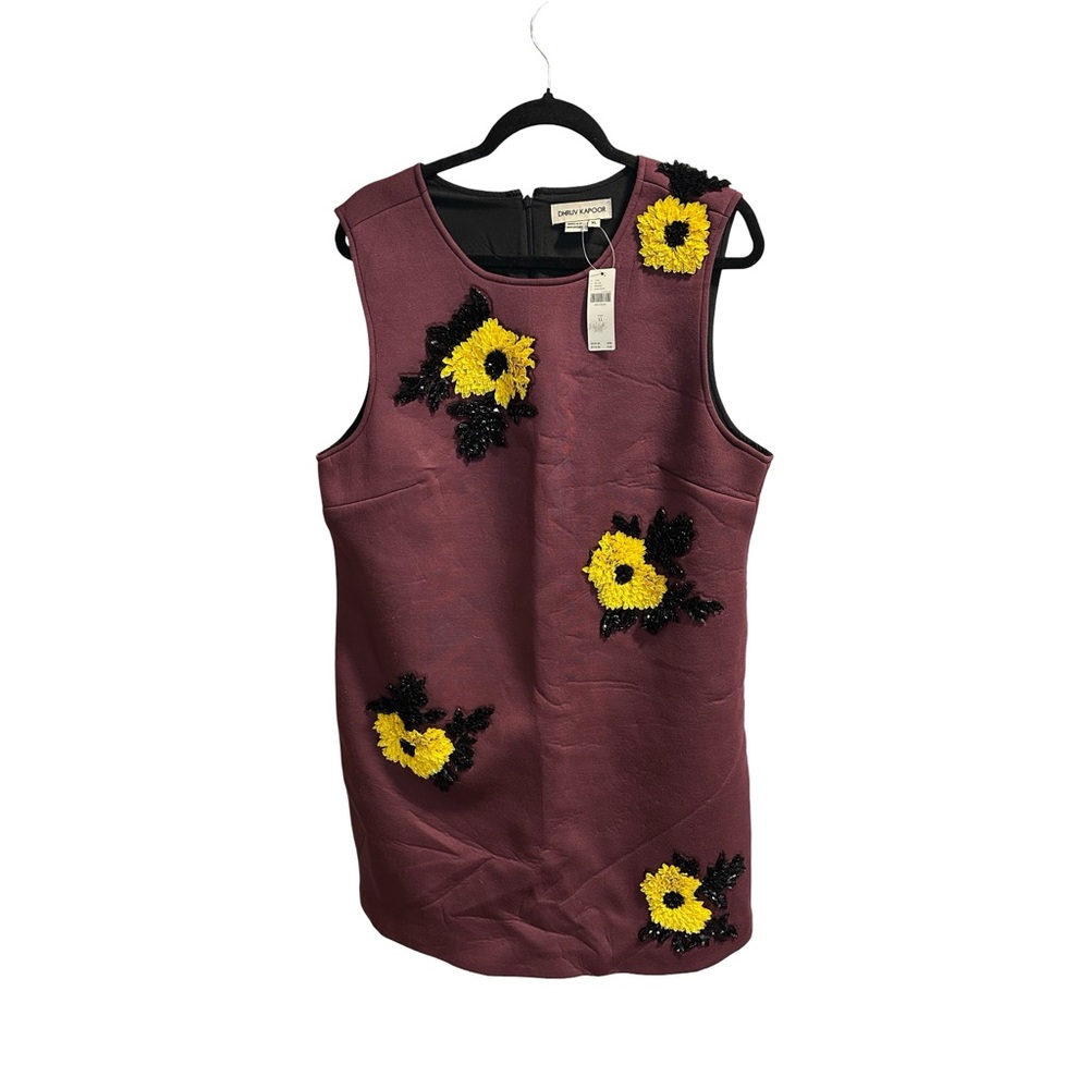 Anthropologie Purple Dress with Yellow Floral Accents